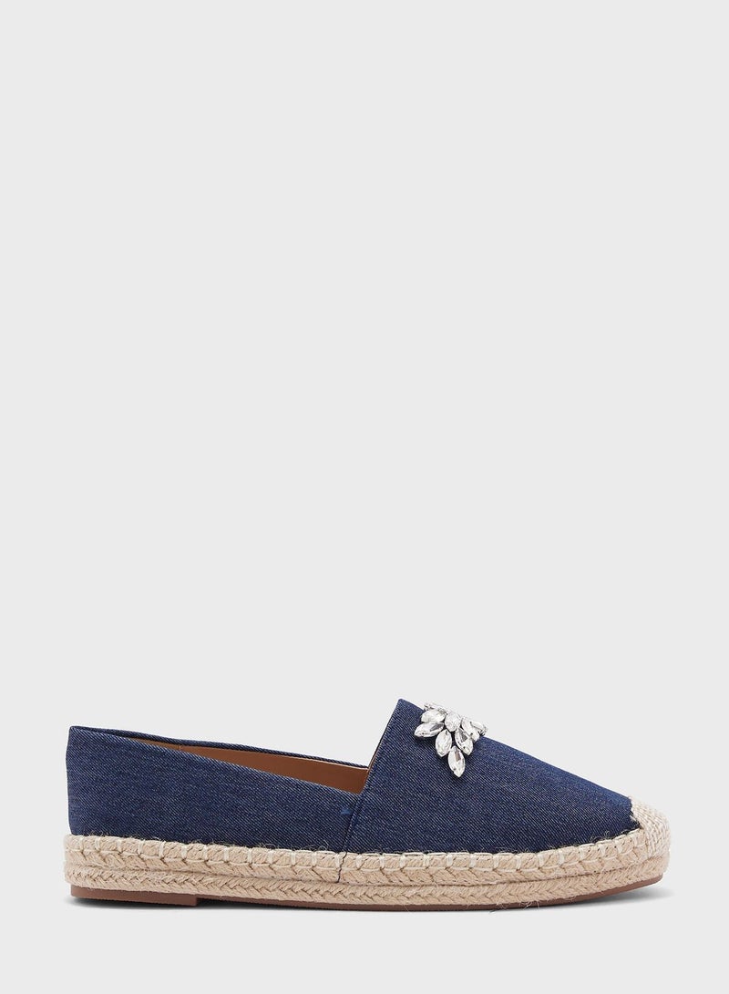 Denim Embellished Espadrille