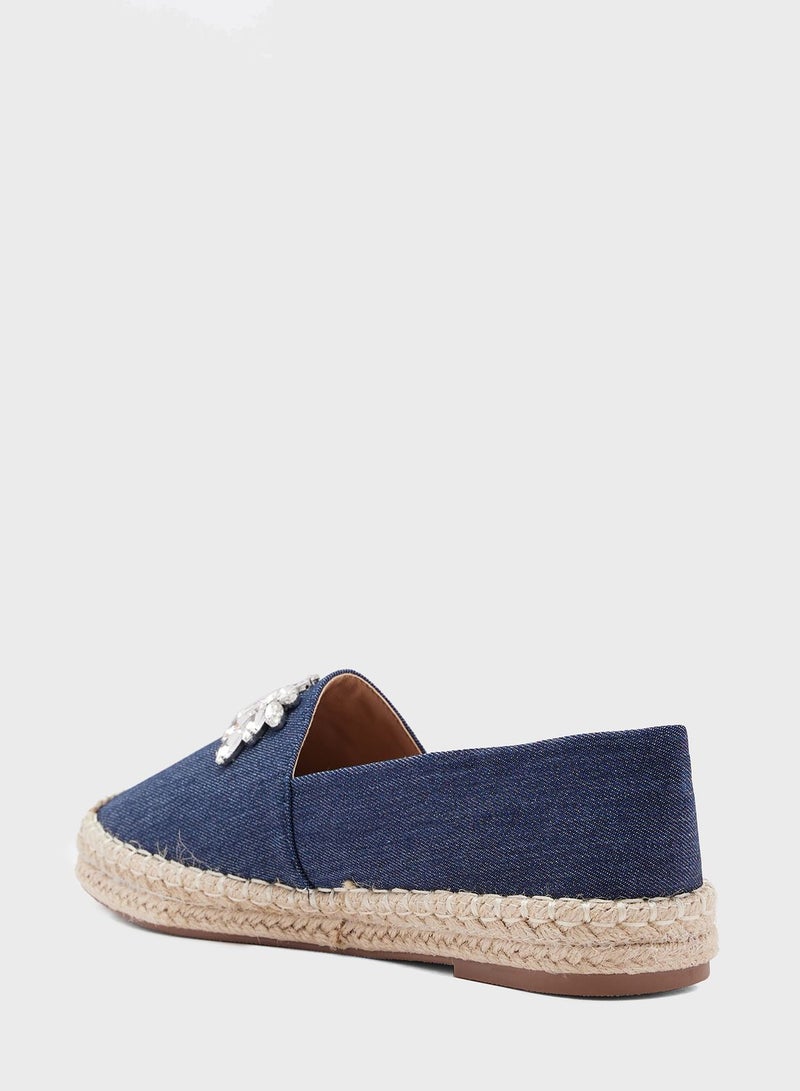 Denim Embellished Espadrille