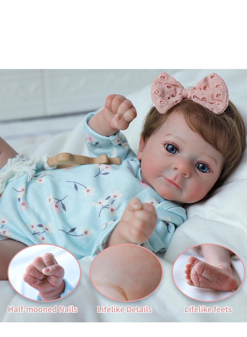 Lifelike Reborn Baby Dolls Girl,17-Inch Realistic-Newborn Baby Dolls with Weighted Soft Cloth Body, Real Life Cute Reborn Dolls with Gift Box for Kids Age 3+