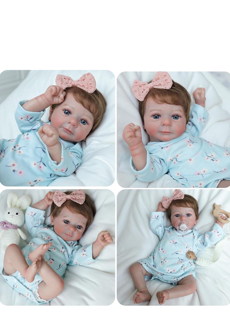 Lifelike Reborn Baby Dolls Girl,17-Inch Realistic-Newborn Baby Dolls with Weighted Soft Cloth Body, Real Life Cute Reborn Dolls with Gift Box for Kids Age 3+