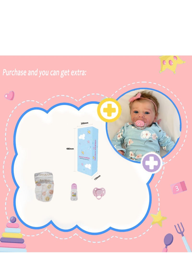 Lifelike Reborn Baby Dolls Girl,17-Inch Realistic-Newborn Baby Dolls with Weighted Soft Cloth Body, Real Life Cute Reborn Dolls with Gift Box for Kids Age 3+