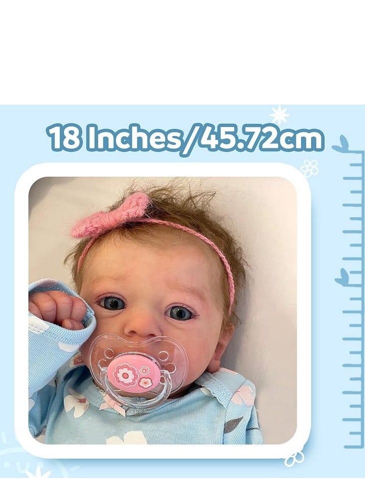Lifelike Reborn Baby Dolls Girl,17-Inch Realistic-Newborn Baby Dolls with Weighted Soft Cloth Body, Real Life Cute Reborn Dolls with Gift Box for Kids Age 3+