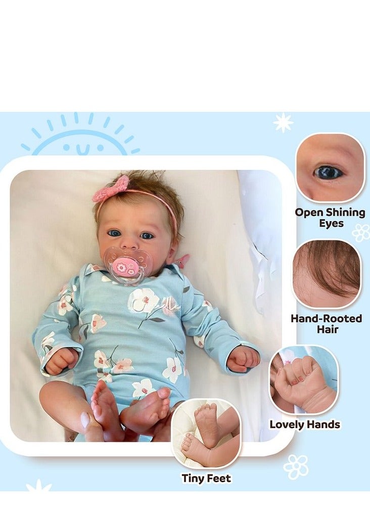 Lifelike Reborn Baby Dolls Girl,17-Inch Realistic-Newborn Baby Dolls with Weighted Soft Cloth Body, Real Life Cute Reborn Dolls with Gift Box for Kids Age 3+