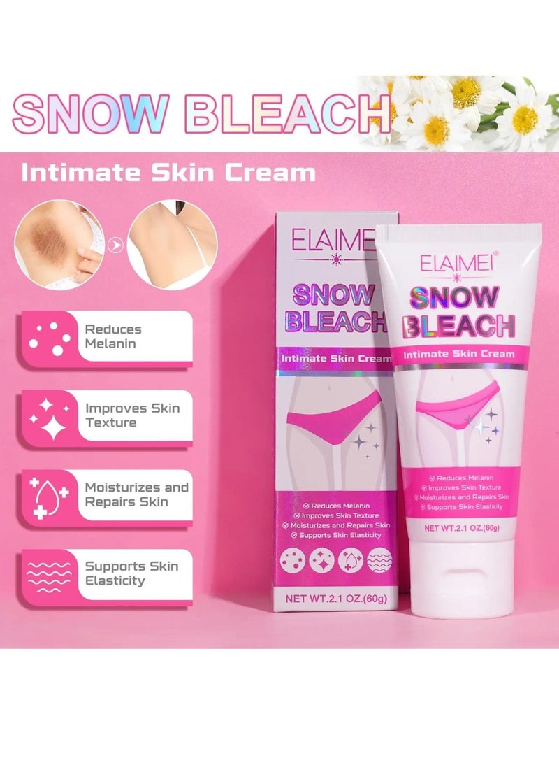 60g Snow Bleach Cream Underarm Armpit Knee Elbow Thigh Joint Intimate Parts Whitening Cream Dark Spot Corrector Cream Body Care Whitening Brightening Milk Lotion Skin Bleaching Moisturizer