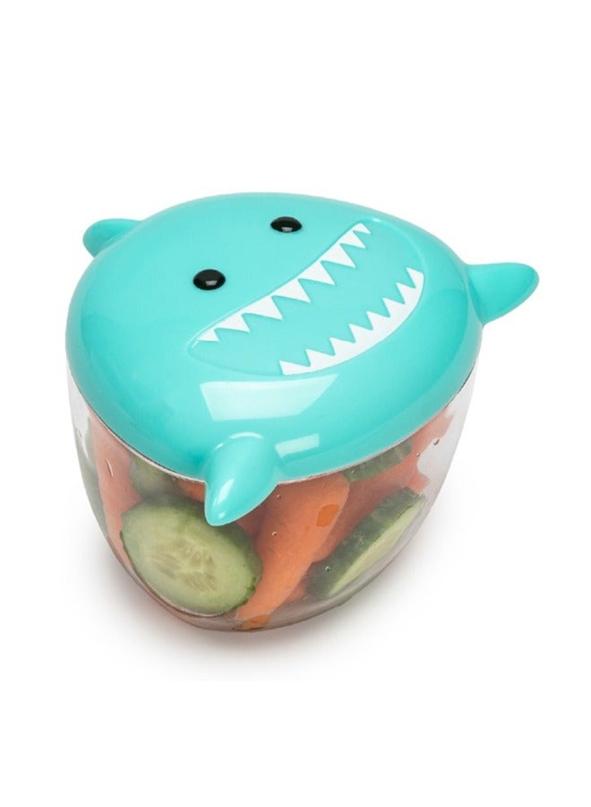 Snack Containers And Utensil Set - Turquoise Shark And Brown Bear Snack Containers, Brown Bear And Blue Shark Utensil Set (6 Pcs)