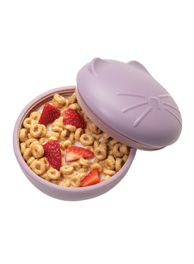 Back To School Bundle - Silicone Bowl With Lid (Purple Cat, 350 ml), Abacus Snack Container With Finger Trap (Pink), Abacus Straw Sippy Cup (Pink, 340 ml)