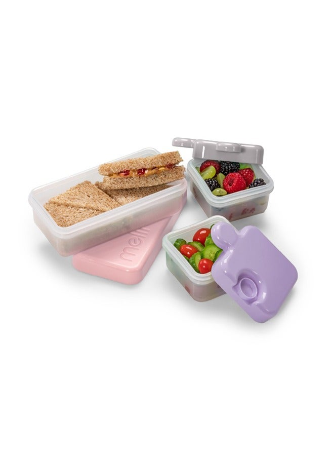 Back To School Bundle - Puzzle Food Container (Pink, Purple, Grey), Spikey Water Bottle (Pink, 17 oz), Spoons And Forks Set (Purple Cat And Grey Bulldog, 4 Pcs)