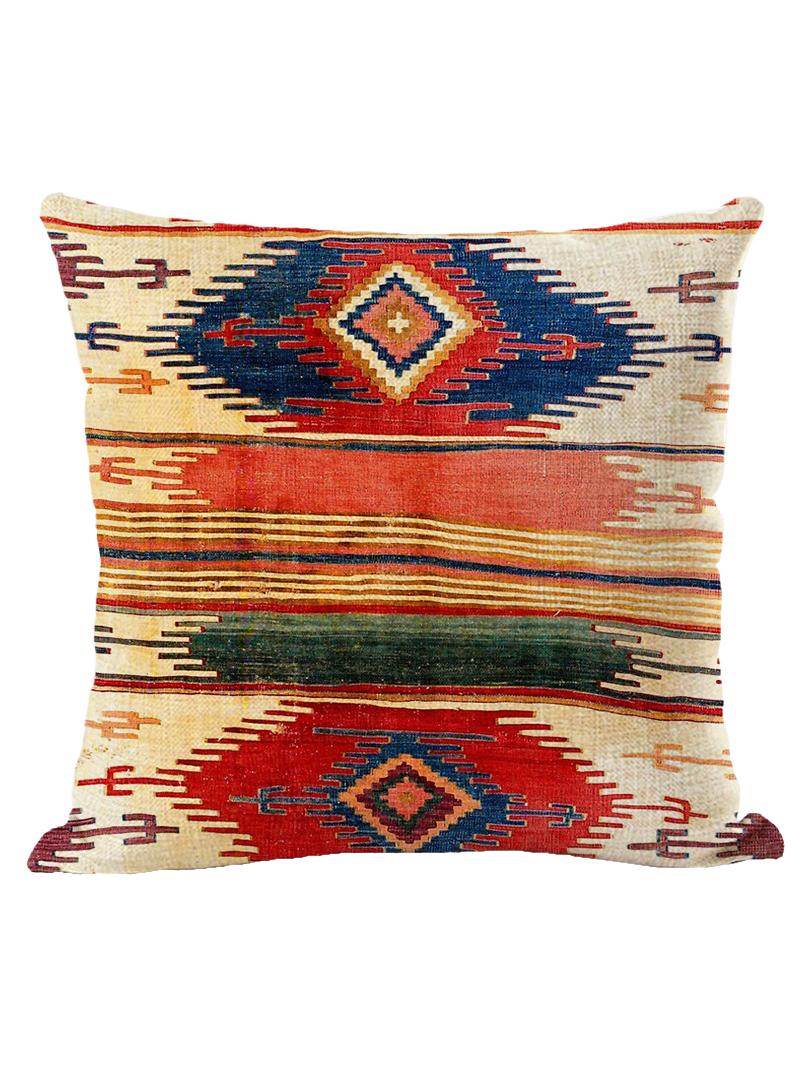 4 Pcs Bohemian Pillowcases Ethnic Linen Pillowcases Multicolor 45x45cm Without Pillow Core