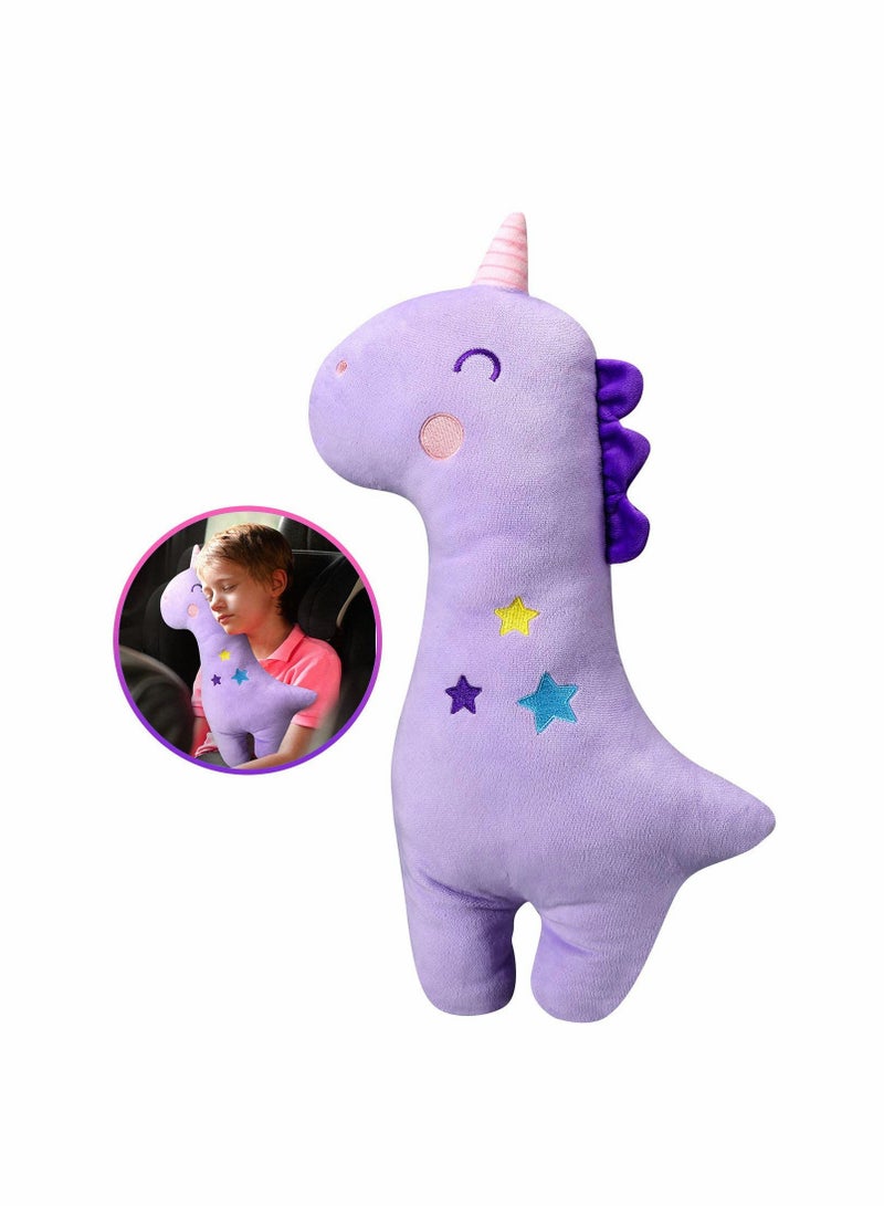 Seat Belt Pillow Kids - Seat Belt Cover, Vehicle Shoulder Pads, Car Seatbelt Cushion for Kids, Seat Strap Pillows Kids, Animal Travel Pillow (Purple)