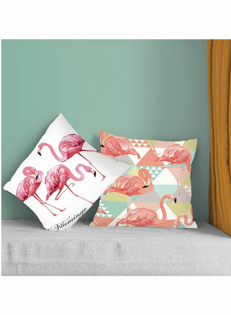 Cushion Covers Pillow Covers 18''x18'' Set of 4 Pillow Cases with Invisible Zipper Lovely Animal Decorative Pillowcase for Room Couch Sofa Bedroom Flamingo Peach Skin Pillowcase (Flamingo)