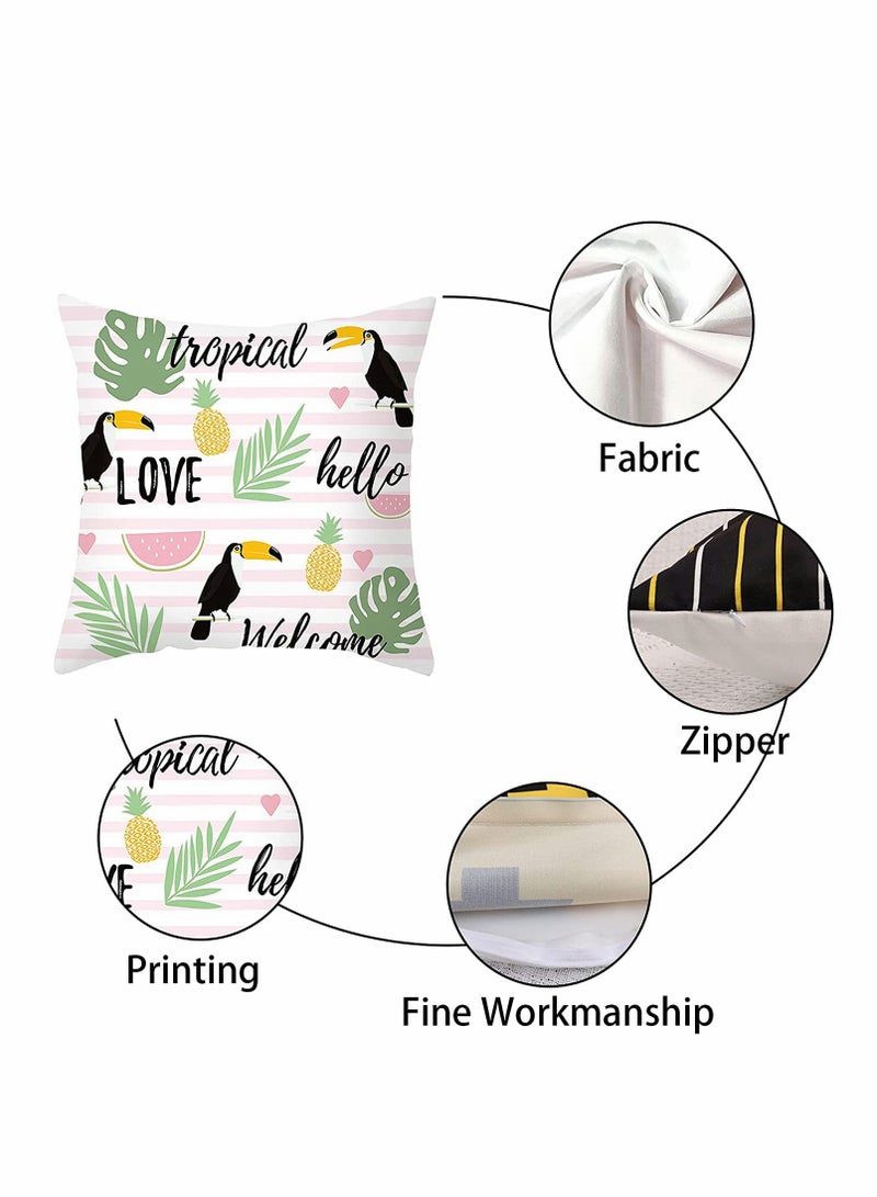Cushion Covers Pillow Covers 18''x18'' Set of 4 Pillow Cases with Invisible Zipper Lovely Animal Decorative Pillowcase for Room Couch Sofa Bedroom Flamingo Peach Skin Pillowcase (Flamingo)
