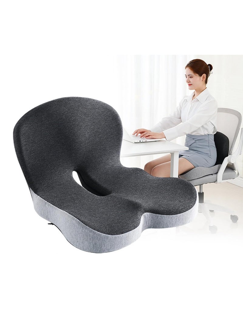 Tycom Seat Cushion for Office Lumbar Support Pillow Chair Memory Foam Coccyx Seat Cushion for Sciatica Back Support Pillow Chair Pads Reduce Tailbone Pressure Dark and Light Grey.