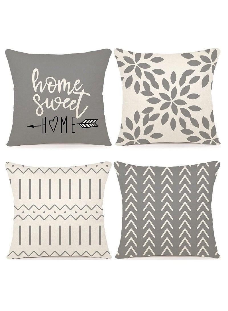 Pillow Covers 18x18 Set of 4 Modern Sofa Throw Pillow Cover Decorative Outdoor Linen Fabric Pillow Case for Couch Bed Car 45 45cm