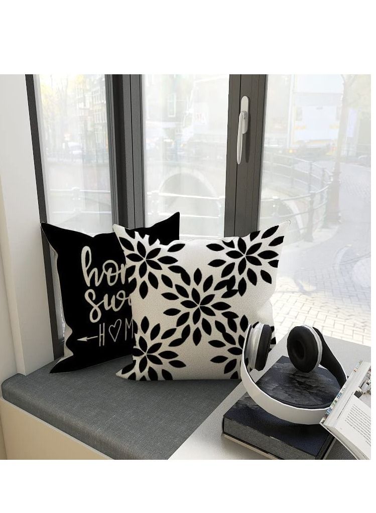 Pillow Covers Modern Sofa Throw Pillow Cover Decorative Outdoor Linen Fabric Pillow Case for Couch Bed Car 45 45cm Black