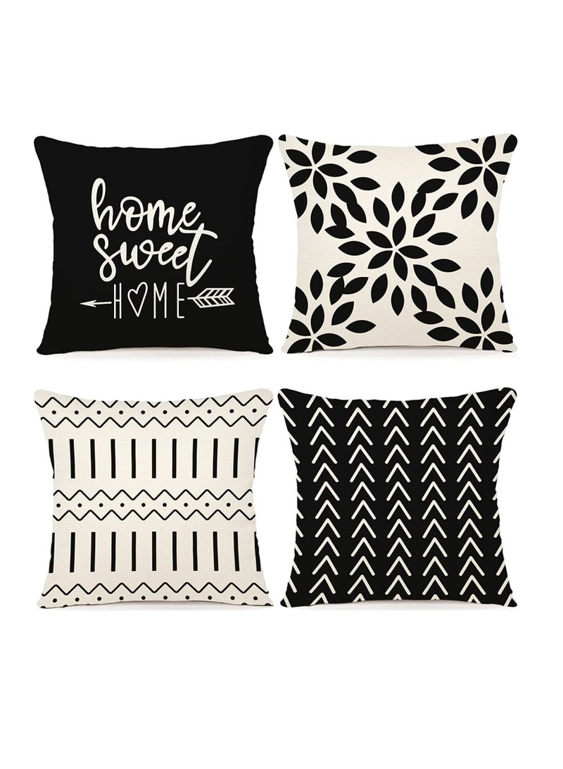 Pillow Covers Modern Sofa Throw Pillow Cover Decorative Outdoor Linen Fabric Pillow Case for Couch Bed Car 45 45cm Black