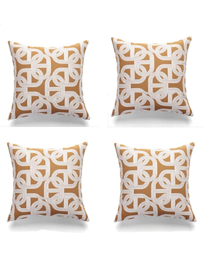 4-Piece Geometric Pattern Decorative Cushion Cover Quadrate Pillow Cases Polyester 45 x 45 Centimeter