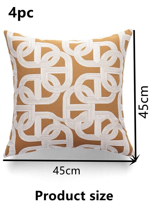 4-Piece Geometric Pattern Decorative Cushion Cover Quadrate Pillow Cases Polyester 45 x 45 Centimeter