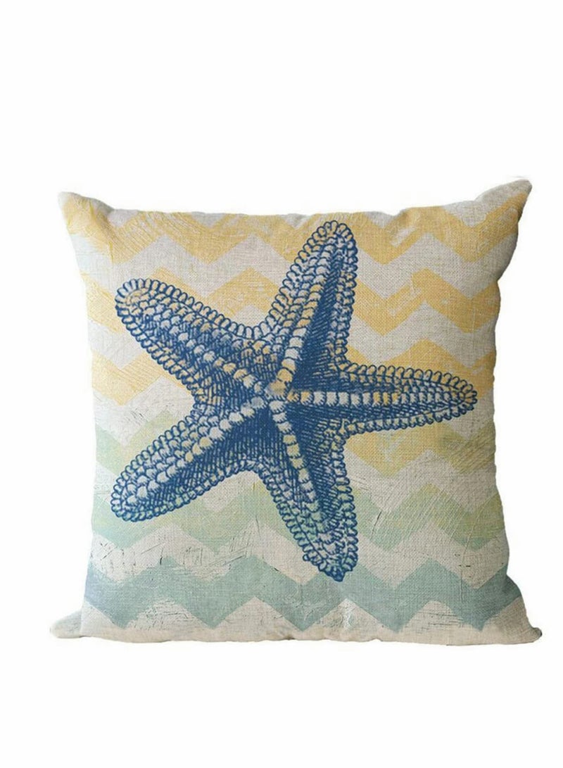 Decorative Throw Pillow Covers Pack of 4 Waterproof Cushion Covers Perfect to Outdoor Patio Garden Living Room Sofa Farmhouse Decor (18x18 Inches) (Starfish Seahorse)