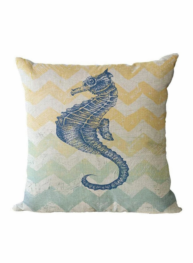 Decorative Throw Pillow Covers Pack of 4 Waterproof Cushion Covers Perfect to Outdoor Patio Garden Living Room Sofa Farmhouse Decor (18x18 Inches) (Starfish Seahorse)