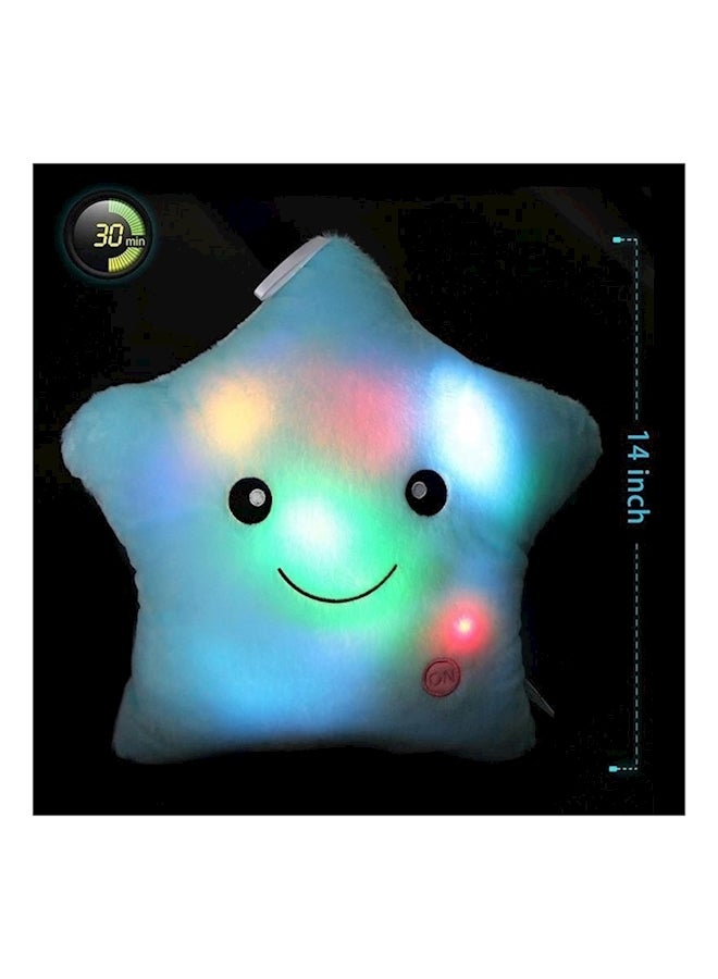 LED Night Twinkle Star Shape Plush Pillow Blue