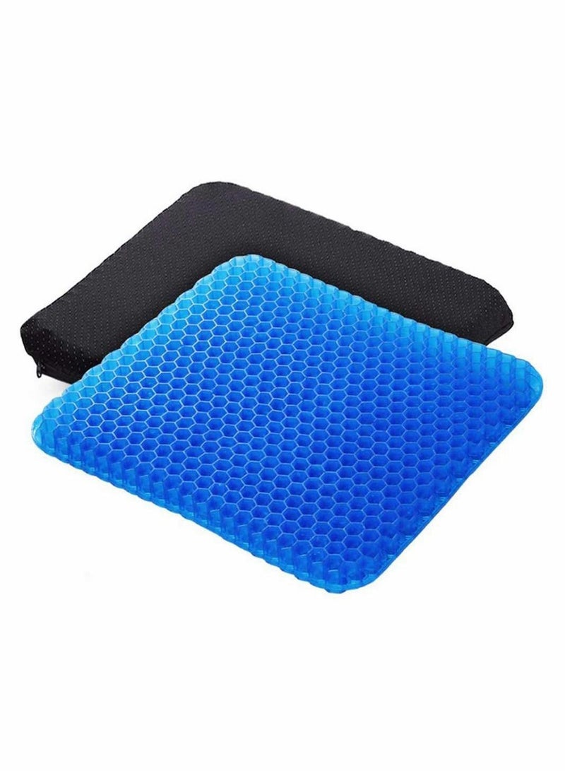 Gel Seat Cushion Double Thick Egg with Non slip Cover, Coccyx for Back & Sciatica Pain Office chair Car Honeycomb Breathable Design, Durable, Portable