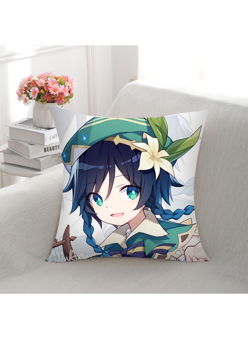 Genshin Impact printed pillow cartoon backrest sofa bedroom household 45 * 45CM