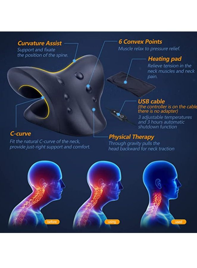 COOLBABY Neck Stretcher. Cervical Traction Device. Neck Hunchback Corrector With Graphene Heating. Relaxation. For Neck Pain Relief And Muscle Relaxation (Black)