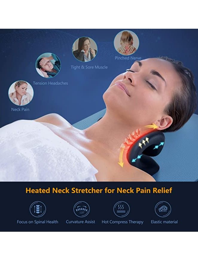 COOLBABY Neck Stretcher Cervical Traction Device  Neck Hunchback Corrector With Graphene Heating Relaxation  For Neck Pain Relief And Muscle Relaxation (Black)