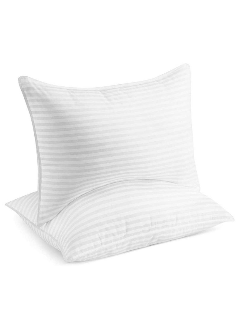 COMFY SET OF 2 HYPOALLERGENIC HOTEL STRIPE WHITE PILLOW SET