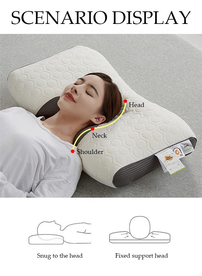 Super Comfort Ergonomic Pillow for Neck Head and Shoulder Pain Relief Contour Support Pillows for Bed Sleeping Orthopedic Cervical Spine Stretch Pillow for Side Back Stomach Sleeper