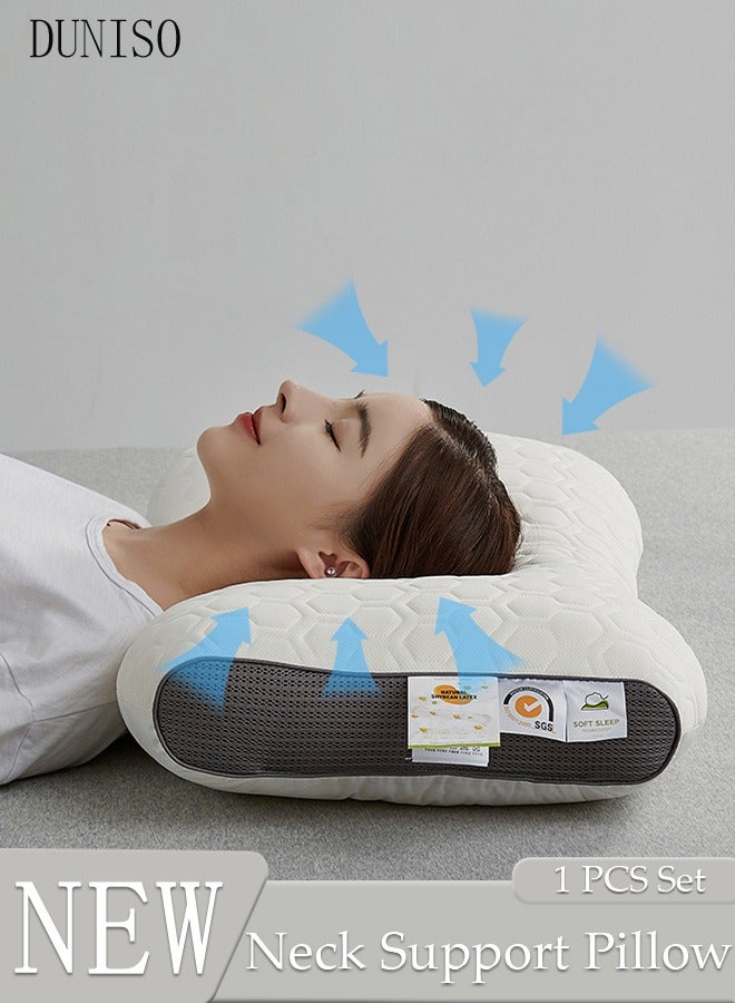 Super Comfort Ergonomic Pillow for Neck Head and Shoulder Pain Relief Contour Support Pillows for Bed Sleeping Orthopedic Cervical Spine Stretch Pillow for Side Back Stomach Sleeper