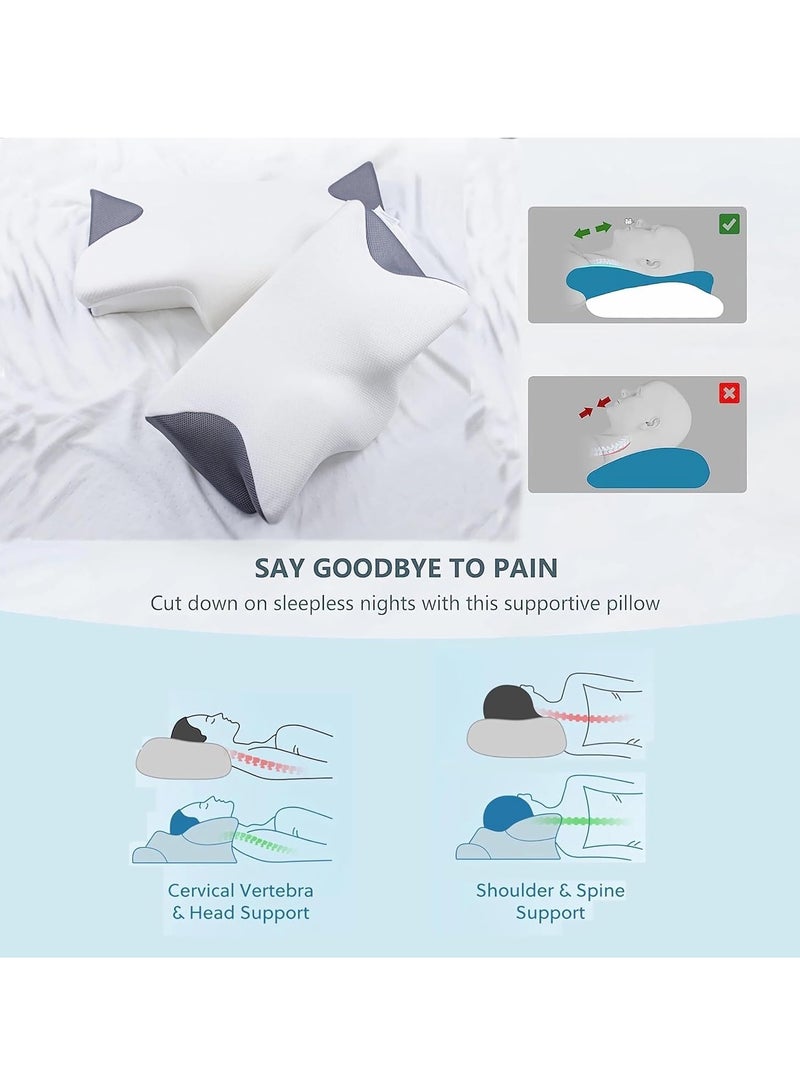 Tycom Contour Memory Foam Pillow for Sleeping Orthopedic Cervical Support for Neck Shoulder and Back Pain Relief Ergonomic Pillow for Side Back Stomach Sleepers Washable Pillowcase.
