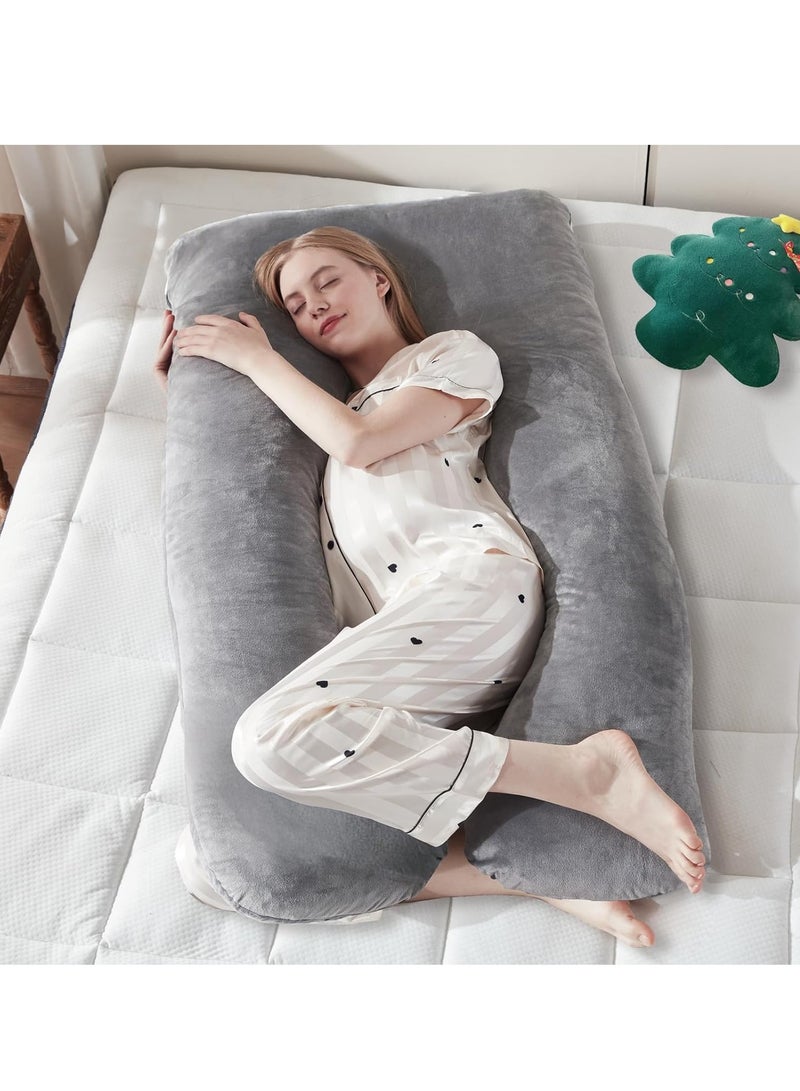 Tycom U Shaped Pregnancy Pillow Maternity Full Body Pillow for Back Legs and Belly Support Sleeping Pillow for Pregnant Women and Side Sleepers with Removable Cover Grey.