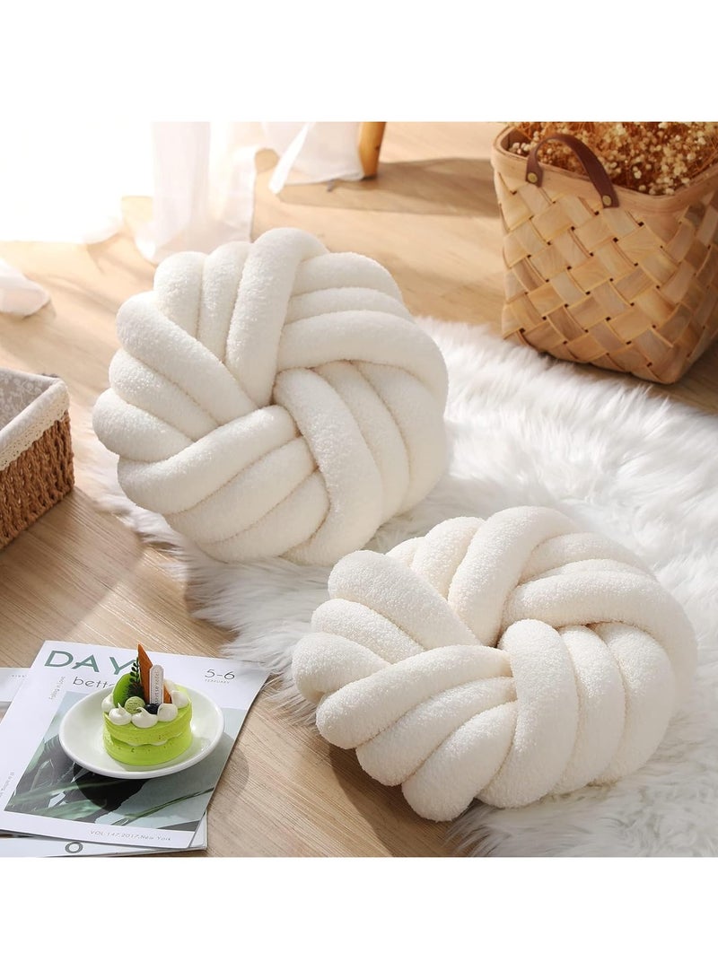 Decorative Throw Pillows Round Pillows Cushion, Soft Handmade Knotted Ball Cushion (35*35cm)