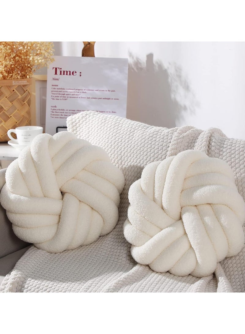 Decorative Throw Pillows Round Pillows Cushion, Soft Handmade Knotted Ball Cushion (35*35cm)