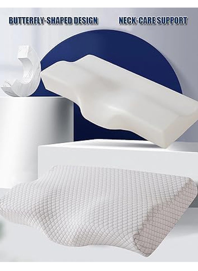 Contour Memory Foam Pillow for Sleeping, Orthopedic Cervical Support for Neck, Shoulder and Back Pain Relief, Ergonomic Pillow for Side, Back, Stomach Sleepers, Washable Pillowcase