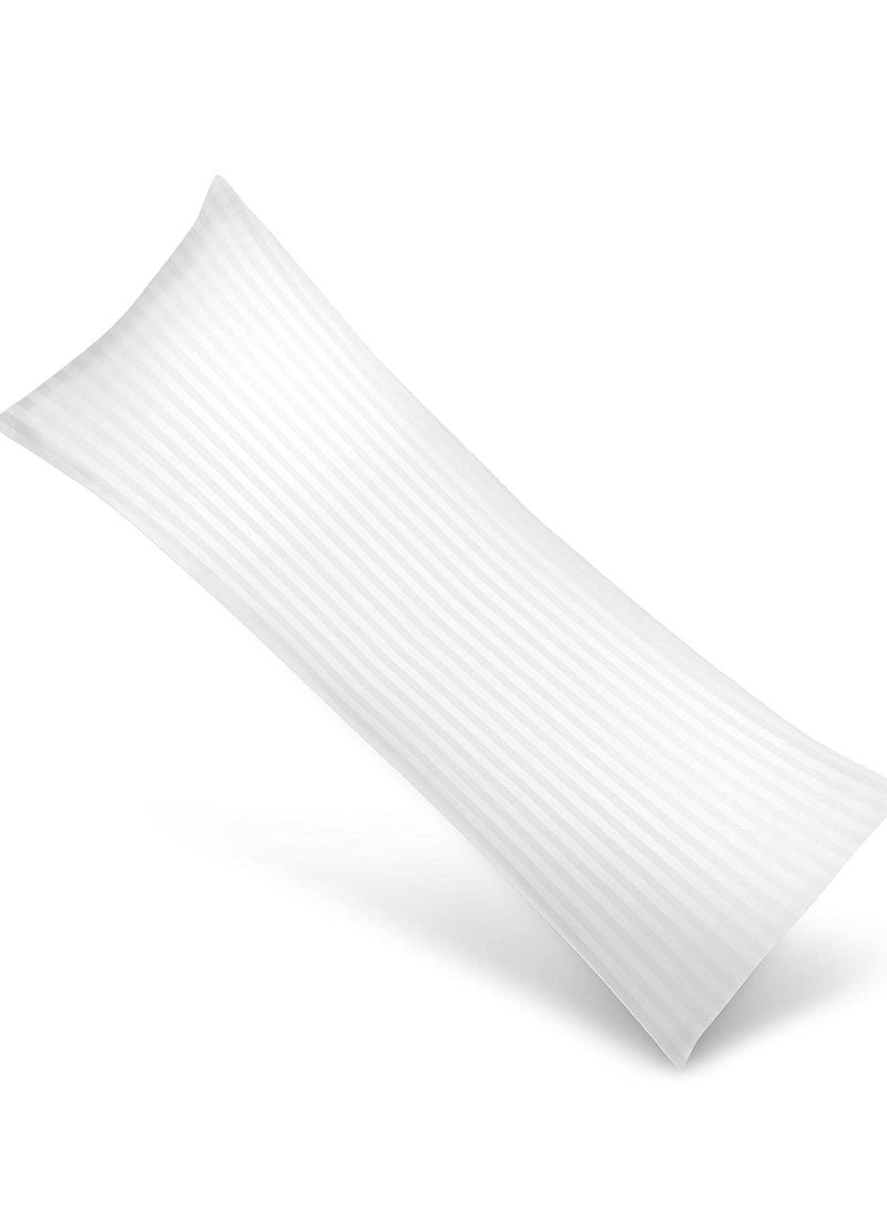 Maestro Full Body Pillow Cotton Feel Stripe White Hollowfiber 1400 gm Filling, Breathable Large Body Pillow for Side Sleepers, 45x 120 cm