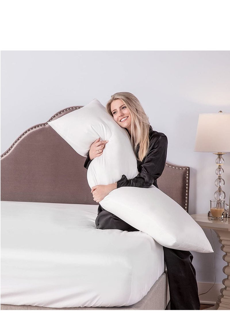 Maestro Full Body Pillow Cotton Feel Plain White Hollowfiber 1400 gm Filling, Breathable Large Body Pillow for Side Sleepers, 45x 120 cm with 1 Pc Cotton feel Pillowcase size: 50 x 125 cm