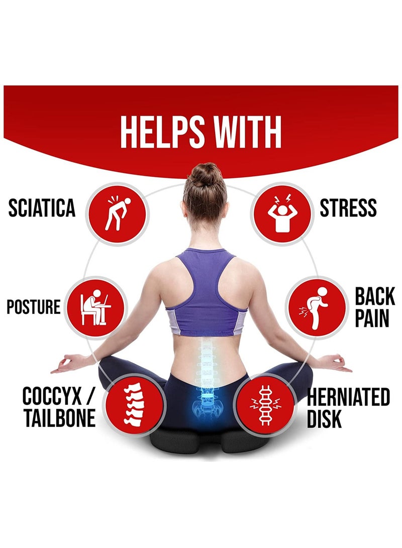 Non Slip Orthopedic Memory Foam Coccyx Cushion and Back Seat for Tailbone and Lumber Pain