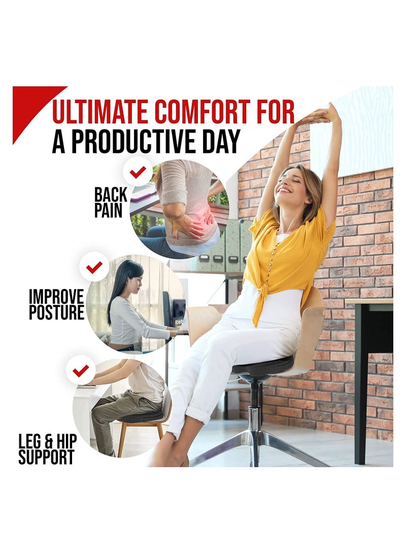 Non Slip Orthopedic Memory Foam Coccyx Cushion and Back Seat for Tailbone and Lumber Pain