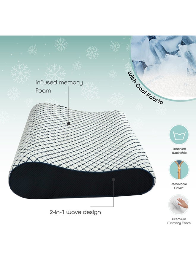 Medical Orthopedic Contour Cooling Gel Pillow Memory Foam White 60x40x7cm