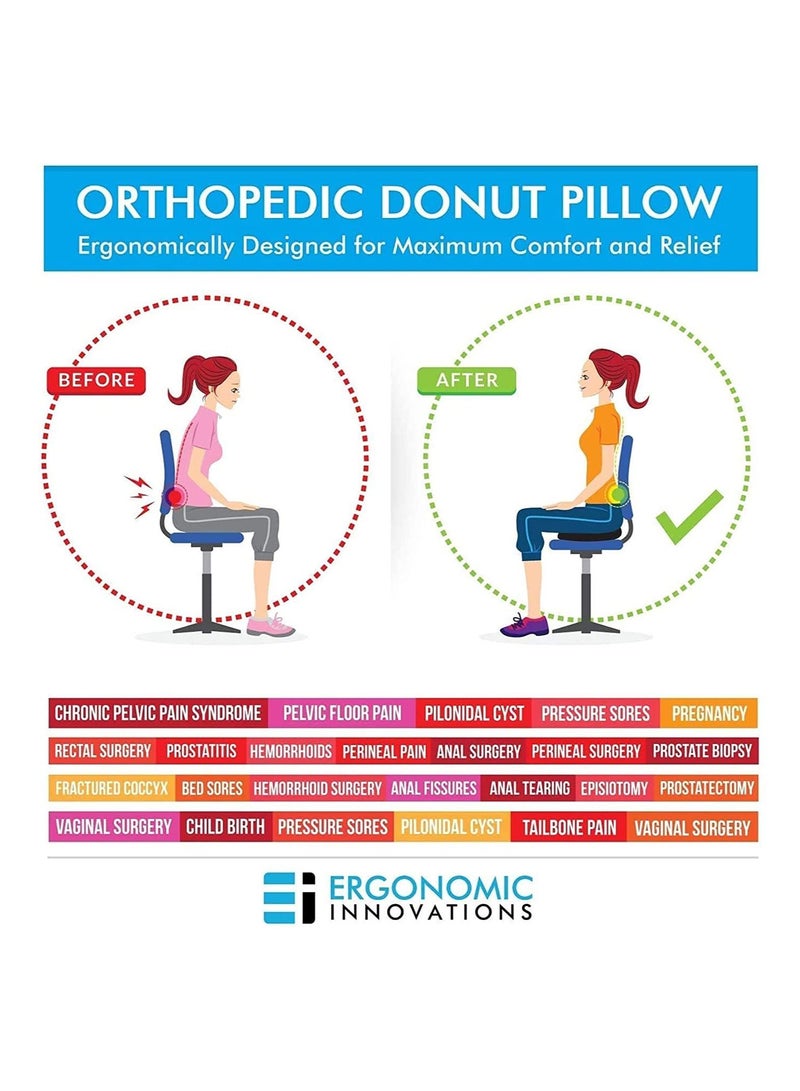 Memory Foam Seat Cushion, Massage Anti Hemorrhoids Hip Push Up, Yoga Orthopedic, Comfort Tailbone Pillow, Car Office Chair Cushion Pad (BLACK)