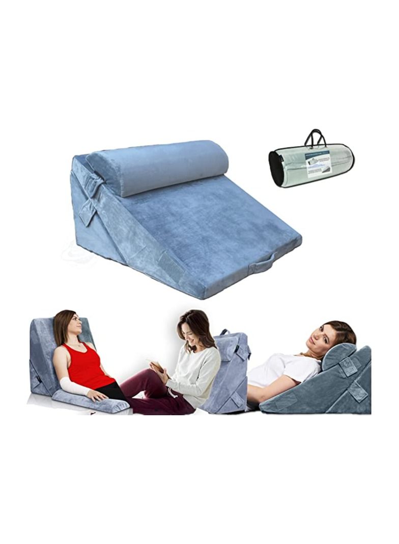 Creative Planet Plush Medical Wedge with Neck Support for Sleeping, Leg Elevation, Acid Reflux GERD & Couple Intimacy Pillow (Adjustable Design)