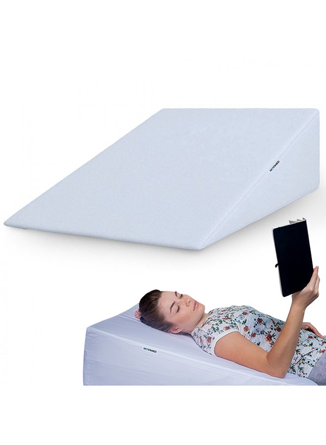 Bed Wedge Washable Pillow With Memory Foam Top Elevation For Sleeping, Acid Reflux, Heartburn, Anti Snoring And Gerd Pillow Ideal For Neck Pain, Back Support, Leg, Knee Cotton White 78x75centimeter