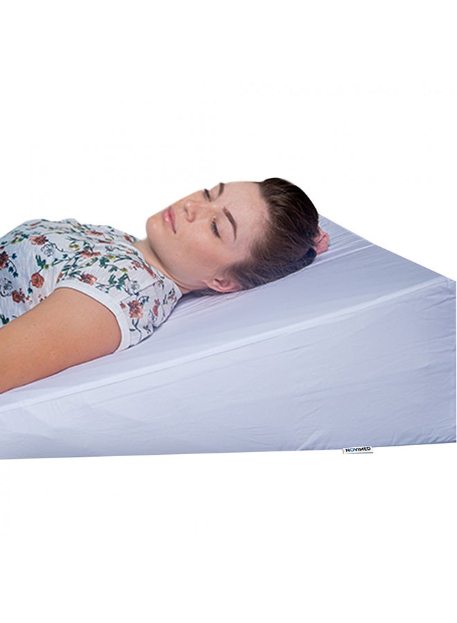 Bed Wedge Washable Pillow With Memory Foam Top Elevation For Sleeping, Acid Reflux, Heartburn, Anti Snoring And Gerd Pillow Ideal For Neck Pain, Back Support, Leg, Knee Cotton White 78x75centimeter