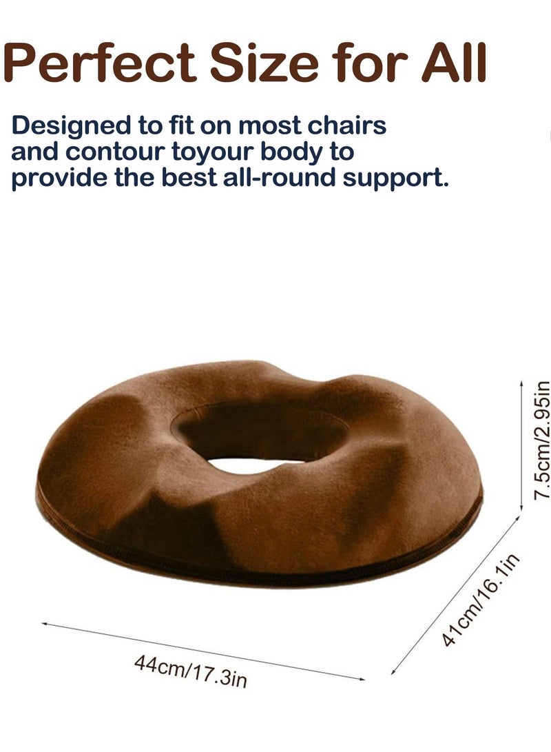 Donut Pillow Hemorrhoid Seat Cushion for Office Chair, Premium Memory Foam Chair Cushion Massage Anti Hemorrhoids Hip Push Up Yoga Orthopedic Comfort Tailbone Pillow (Brown)