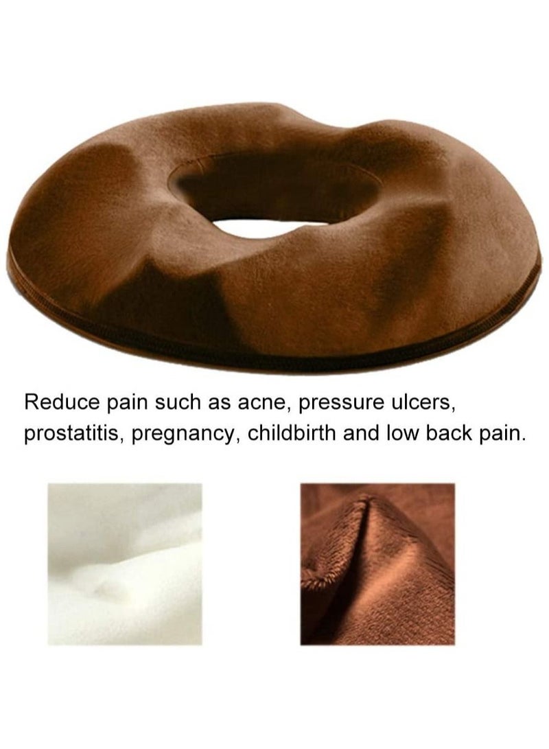 Donut Pillow Hemorrhoid Seat Cushion for Office Chair, Premium Memory Foam Chair Cushion Massage Anti Hemorrhoids Hip Push Up Yoga Orthopedic Comfort Tailbone Pillow (Brown)