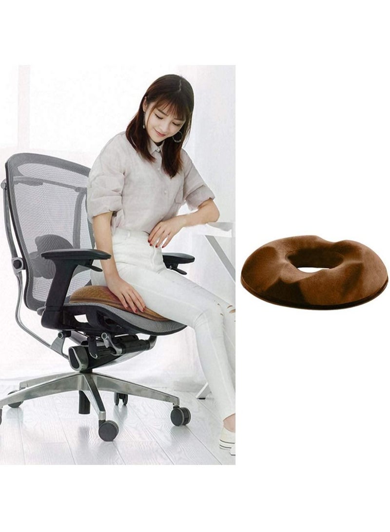 Donut Pillow Hemorrhoid Seat Cushion for Office Chair, Premium Memory Foam Chair Cushion Massage Anti Hemorrhoids Hip Push Up Yoga Orthopedic Comfort Tailbone Pillow (Brown)