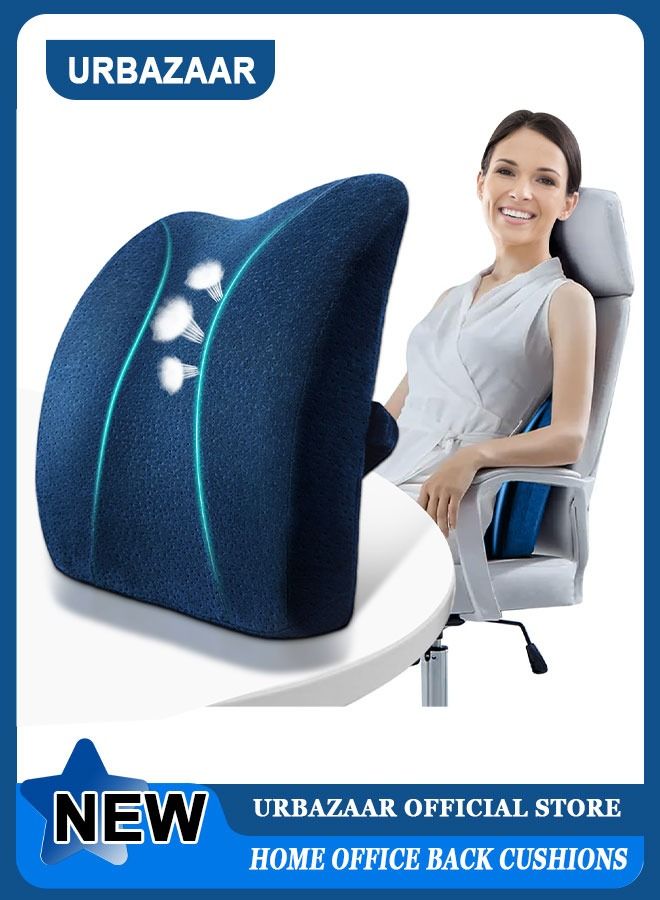 Lumbar Support Pillow for Office Chair Back Support Pillow for Car, Computer, Gaming Chair, Recliner Memory Foam Back Cushion for Back Pain Relief Improve Posture