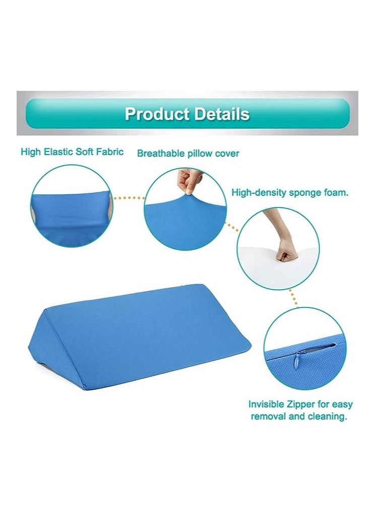 Bed Wedge Pillow with Memory Foam Top,Best for sleeping back and neck pain,Leg Positioning Support Pillow,Post Surgery,Reading,etc,Body Position Wedges for Children,Boys,Girls